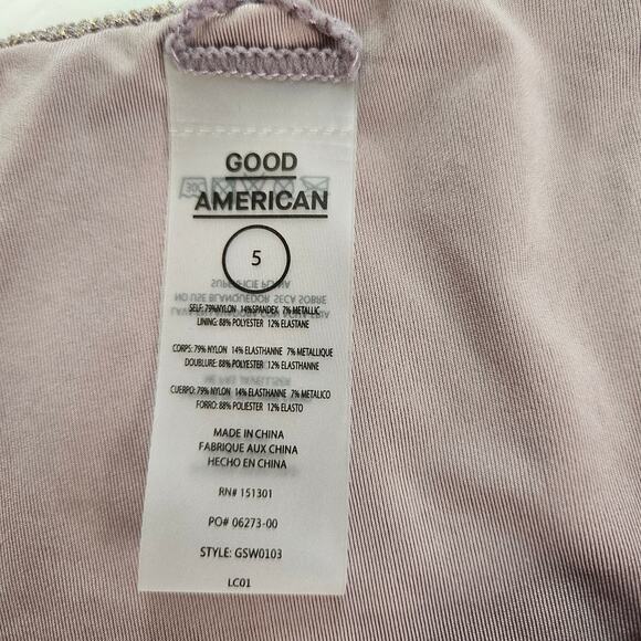 Good American Sparkle Rib Good Waist Cheeky Bikini Bottom Lilac Plus 2X Beach - Picture 5 of 9